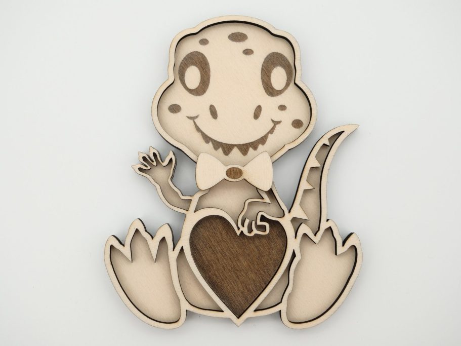 Gelaserter Dino aus Holz - 3 Lagig Gelaserter Dino aus Holz - 3 Lagig