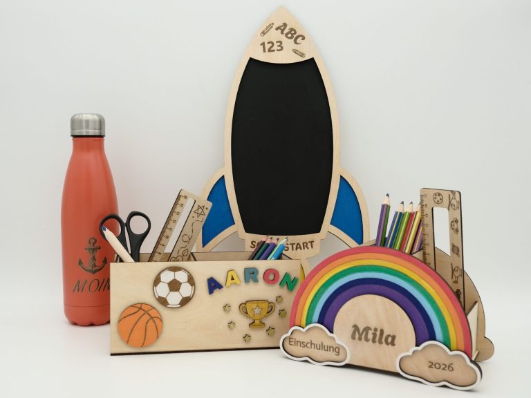 Handgefertigte Utensilien für die Schule oder den Schreibtisch - perfekt für jeden Schulstart für Kinder oder Erwachsene 