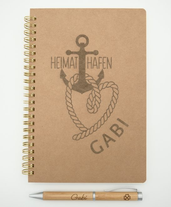 Notizblock mit Stift - Beides Gelasert und personalisiert