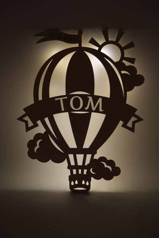 LED-Lampe aus Holz – Heißluftballon